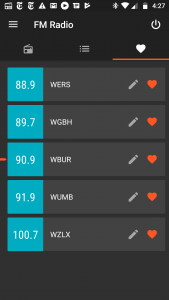 Moto FM Radio app "favorites"